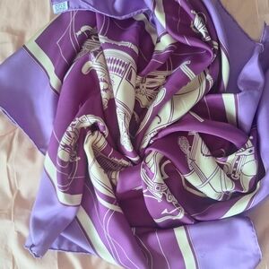 Classic Hermes Purple and Cream Scarf